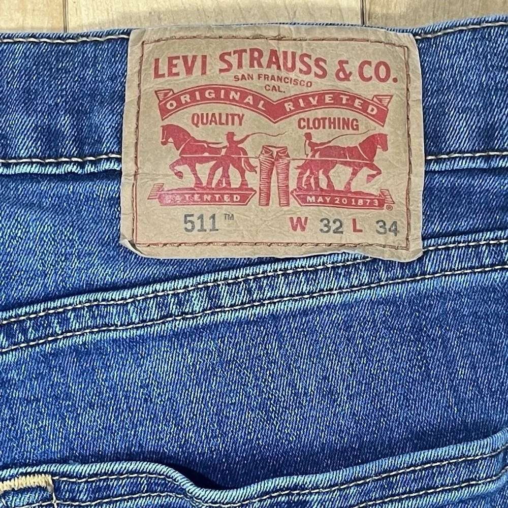 Levis 511 Slim Straight Jeans Mens 32x34 Cotton Stretch Medium Wash Blue Denim
